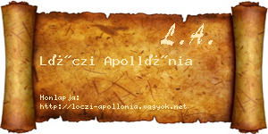 Lóczi Apollónia névjegykártya